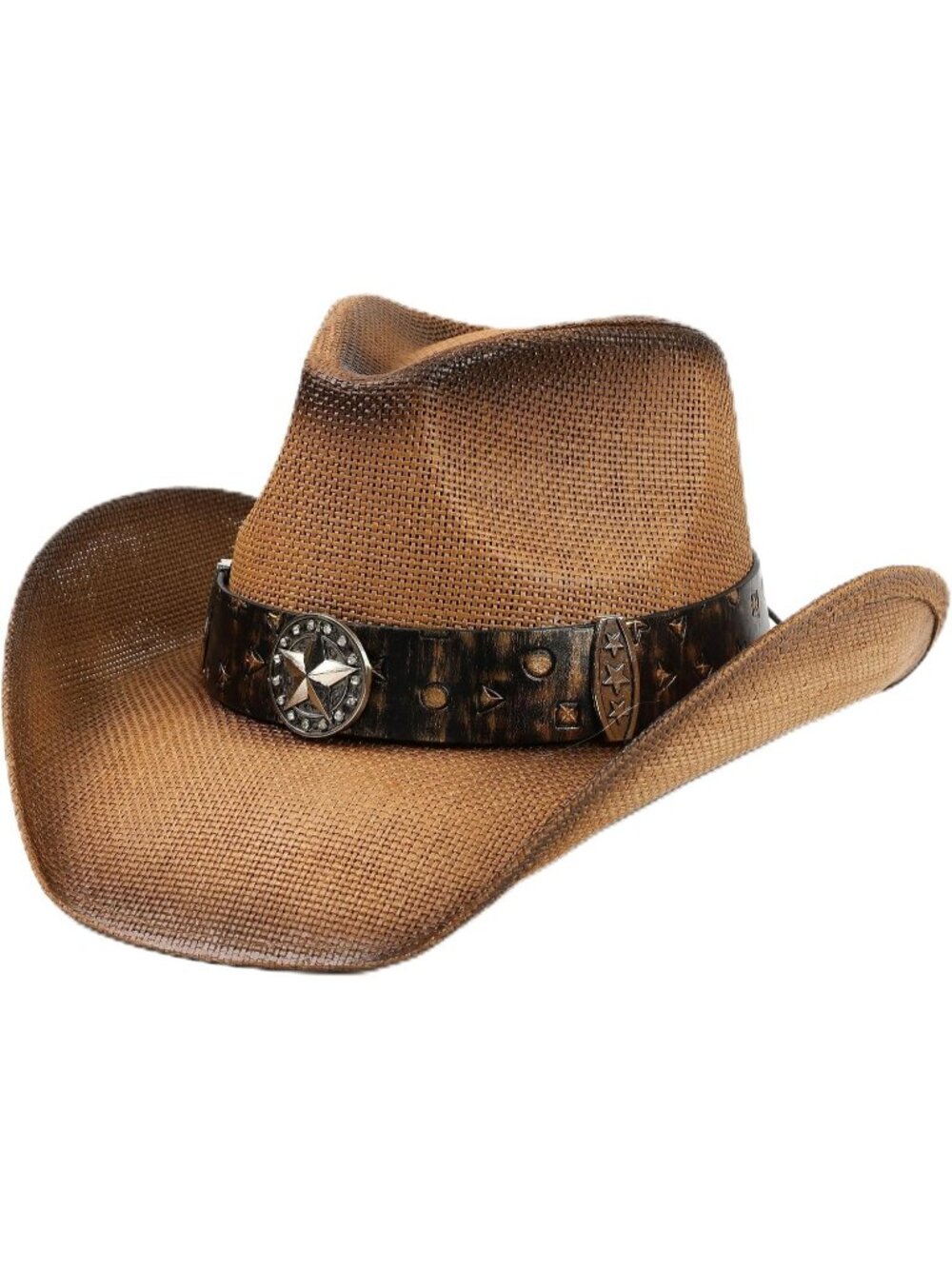 Unisex Khaki Start Straw Wide Brim Shapeable Strap Chin Cowboy Western Hat